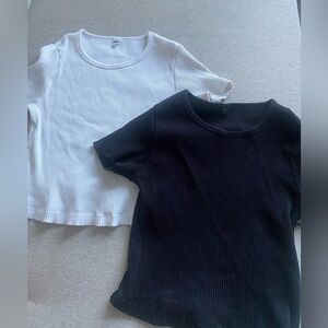 (2) White and Black Ribbed Top